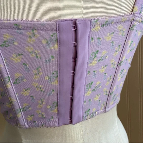 Lavender Floral Corset Crop Top Women’s Size Medium-Large - Picture 6 of 15